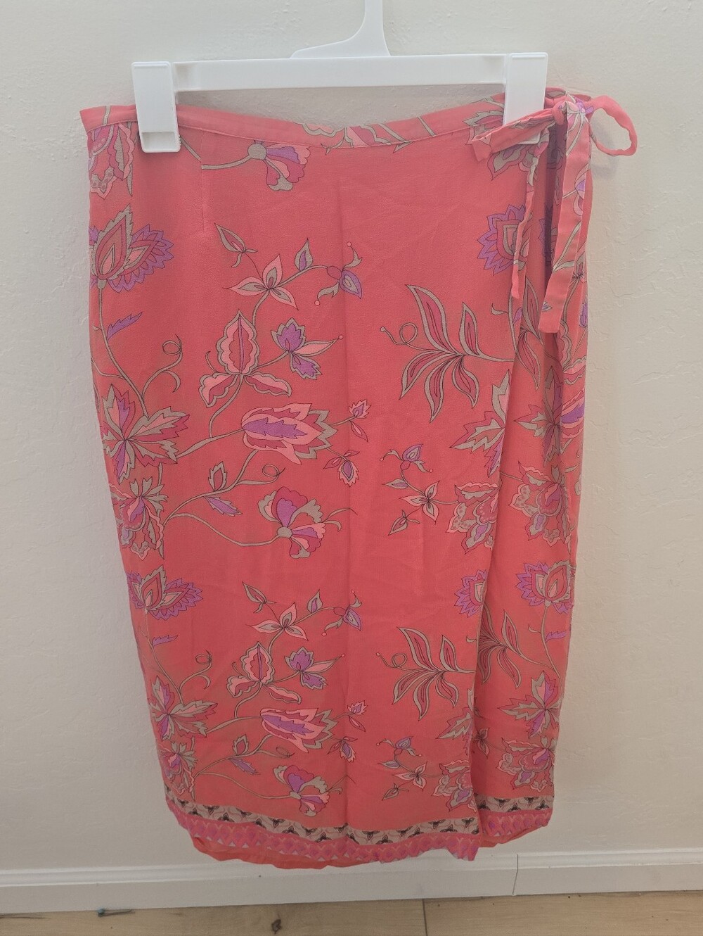 California Style Silk Skirt in Coral Pink